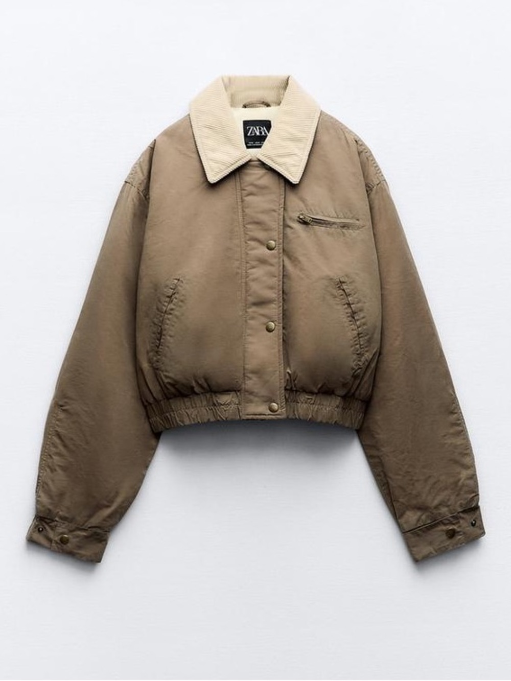 Zara Contrast Collar Waxed Bomber Jacket, S, NWOT